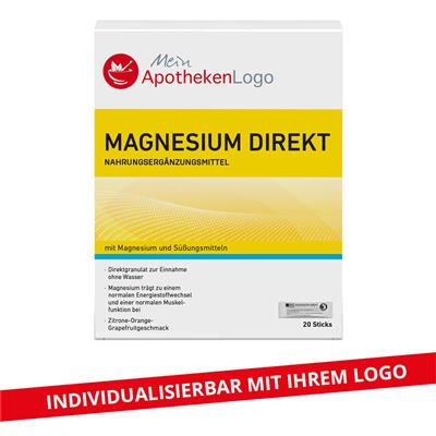 <p>Magnesium Direkt Sticks mit Apotheken-Logo</p>